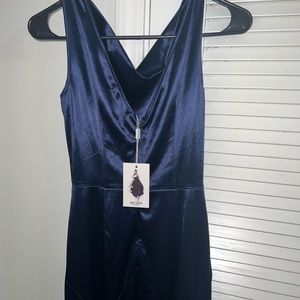 Long navy blue elegant evening gown